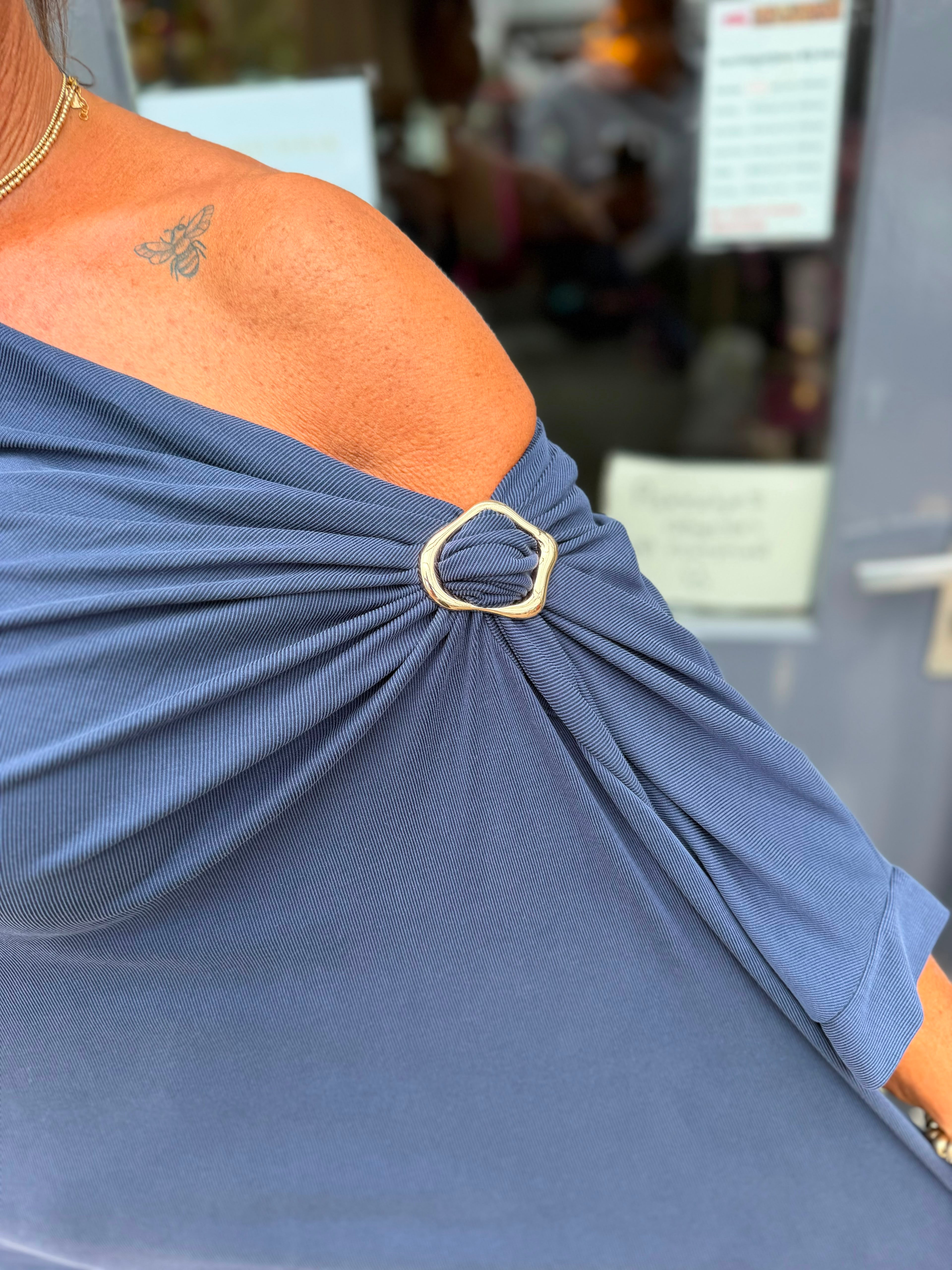 Lange jurk gesp "Stacey" Donkerblauw
