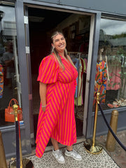 Jurk "streepjurk Hola" Roze/oranje