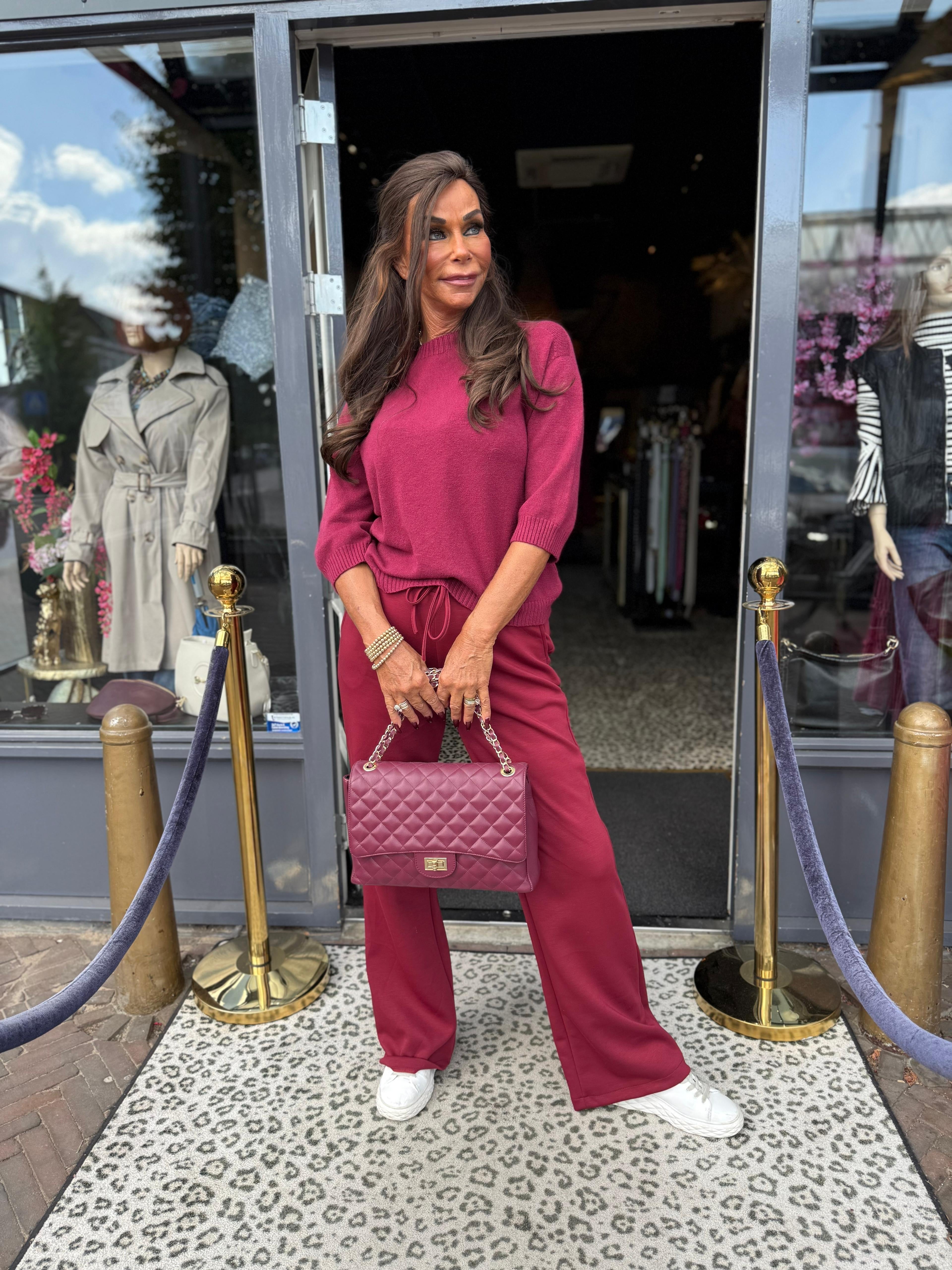 driekwartmouw top "Kira" bordeaux