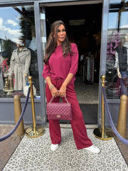 driekwartmouw top "Kira" bordeaux