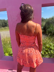 Playsuit kort "hydrofiel" print zalm