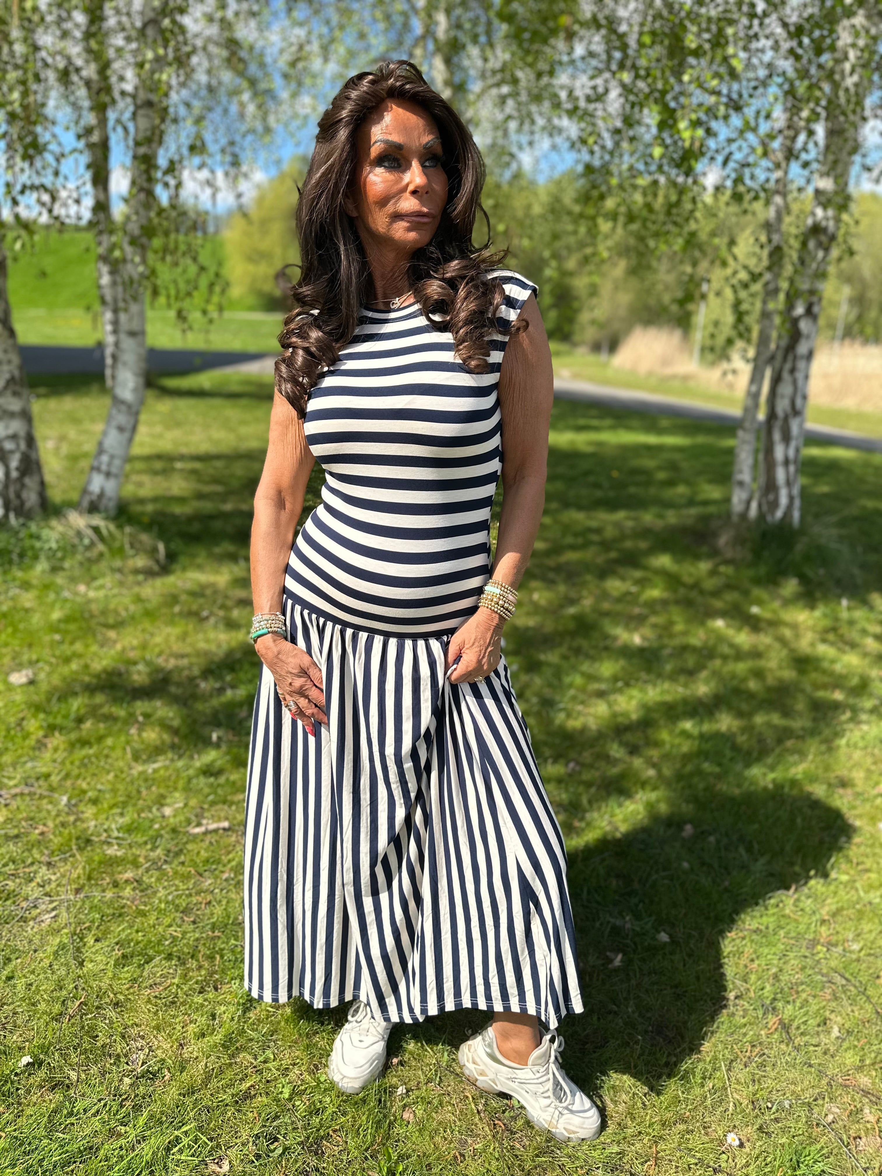 Streepjurk “swing” Navy
