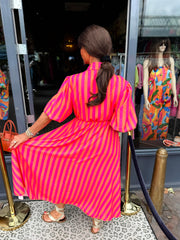 Jurk "streepjurk Hola" Roze/oranje