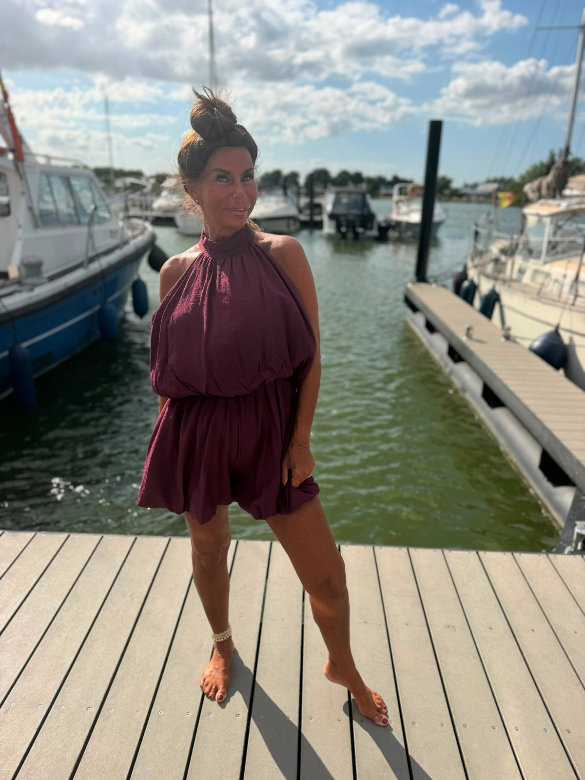 Playsuit kort "halter" bordeaux