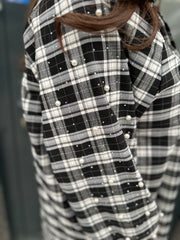 Lange Blouse "geruite parel" zwart