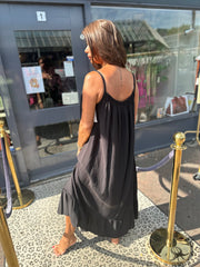 Lange Viscose jurk "Emily" zwart