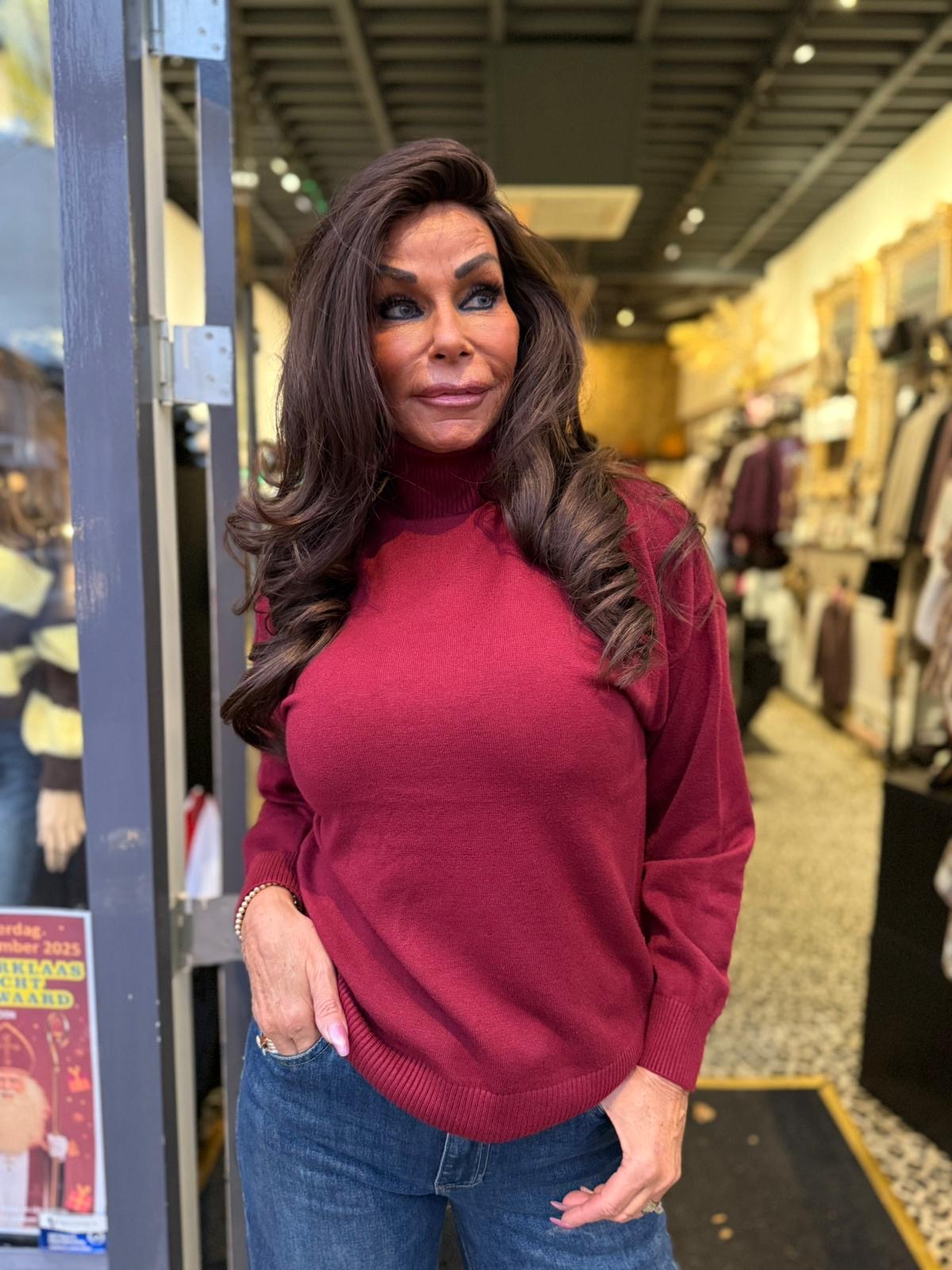 Col top "Joan" Bordeaux