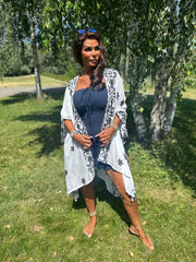 Kaftan "Adore" Wit/donkerblauw