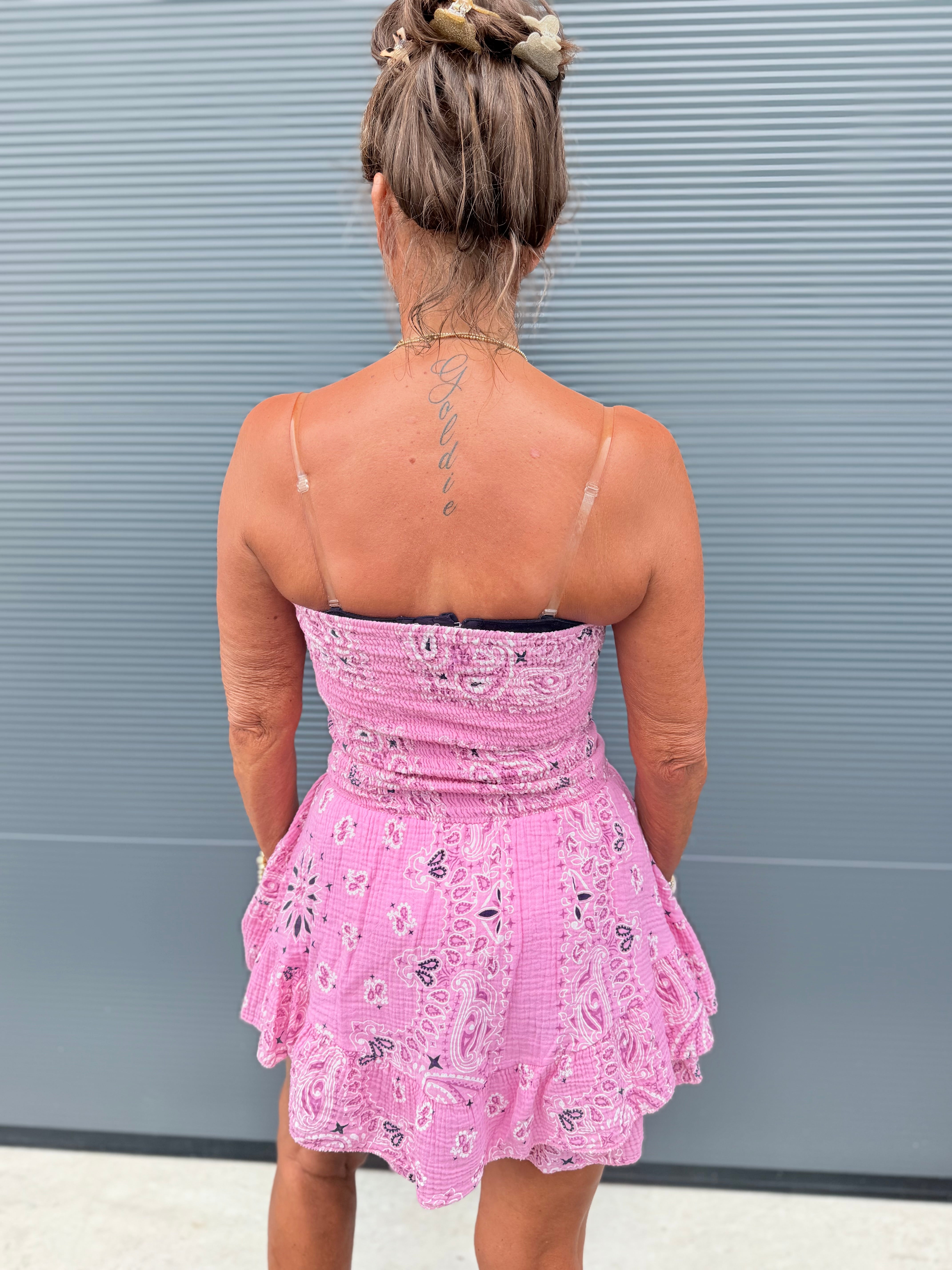 Playsuit kort "hydrofiel" print bubbelgum roze