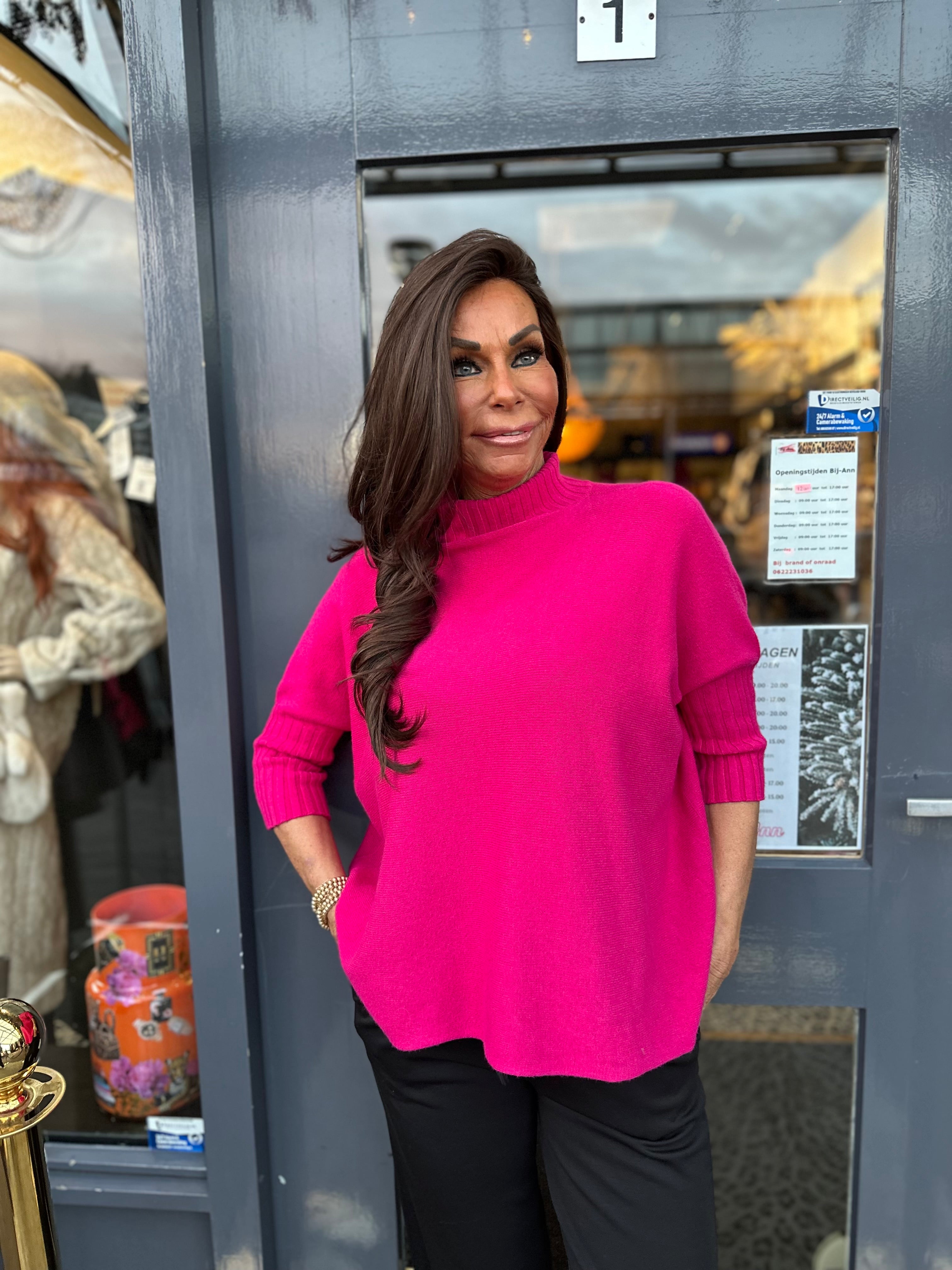 Vleermuis top met col "Fuchsia"