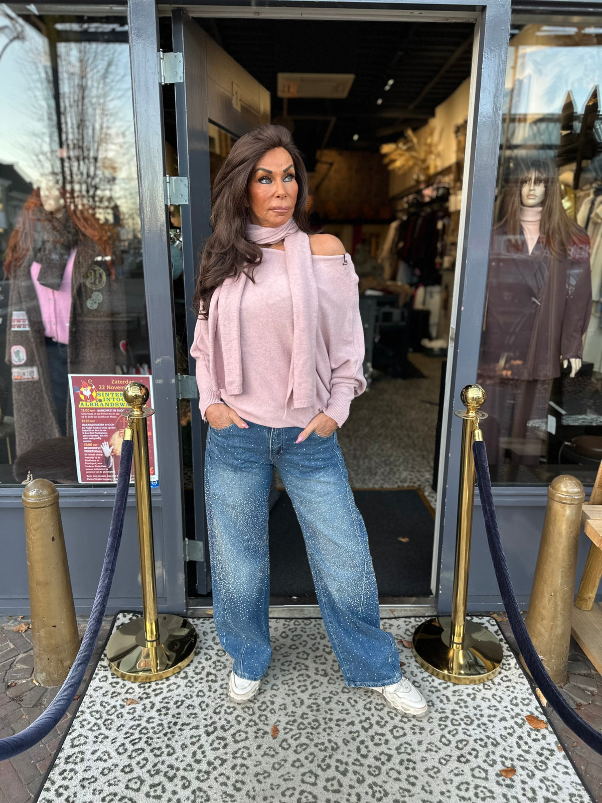 Top “Grace” met Sjaal Poederroze