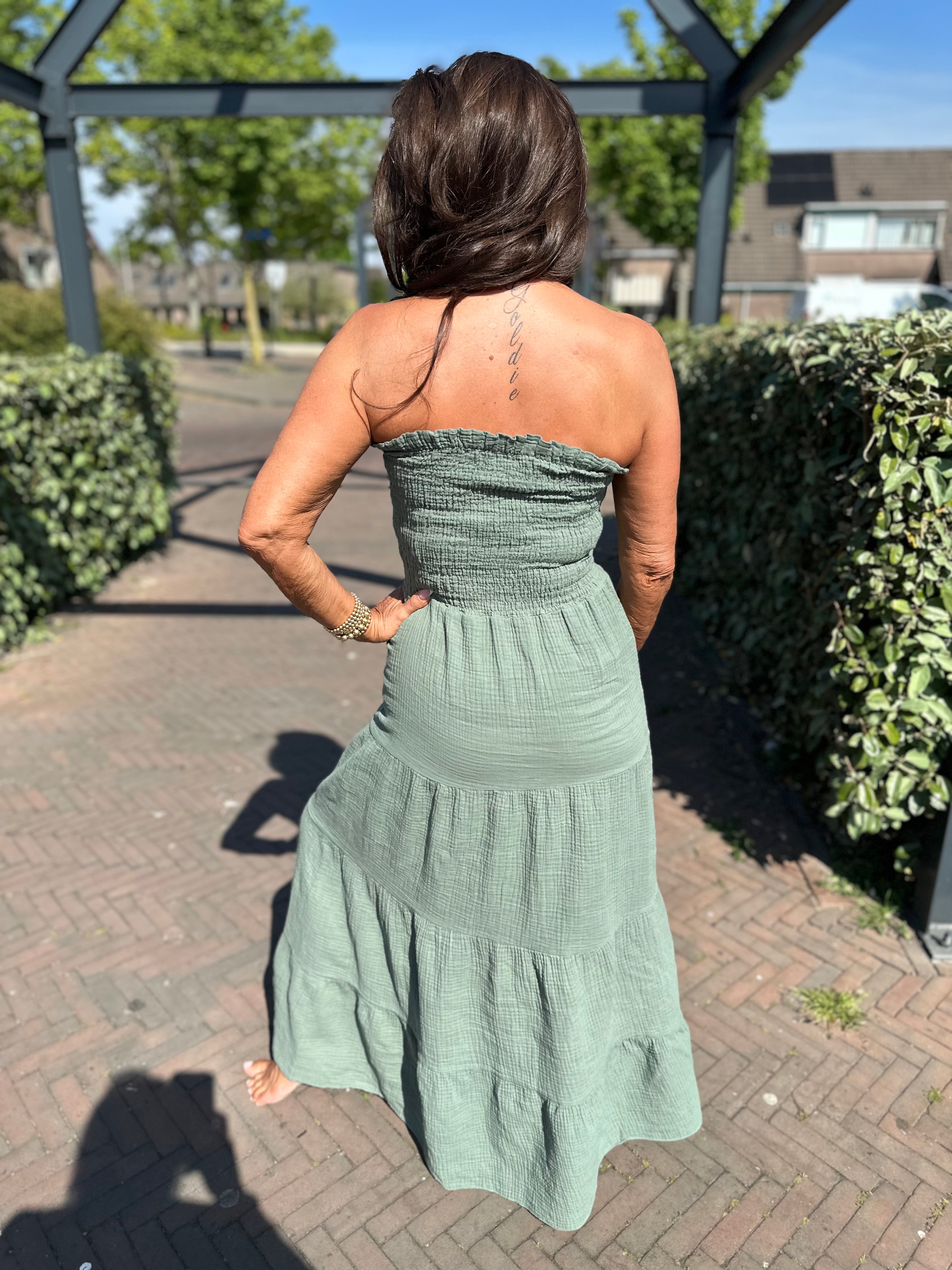 Strapless hydrofiele jurk "Party" legergroen