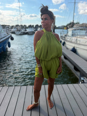 Playsuit kort "halter" limegroen