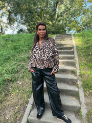 Leatherlook barrel broek " Zwart
