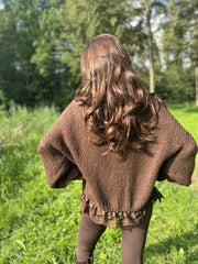 Gebreide trui kant "Knitted" bruin