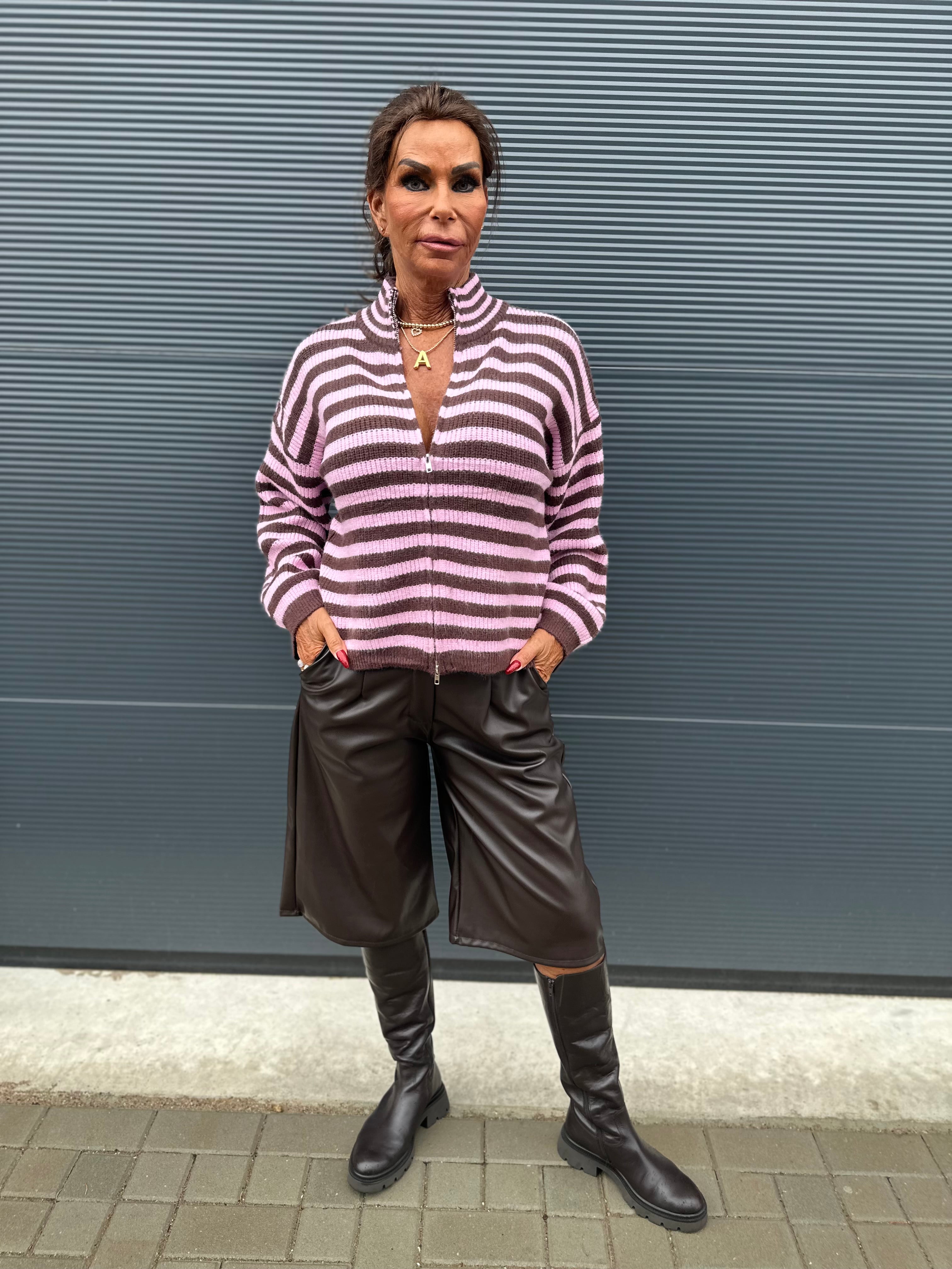 Vest "Stripes" Dubbele rits roze