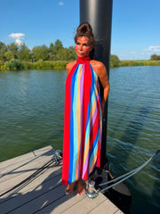 Halterjurk Rainbow stripe red