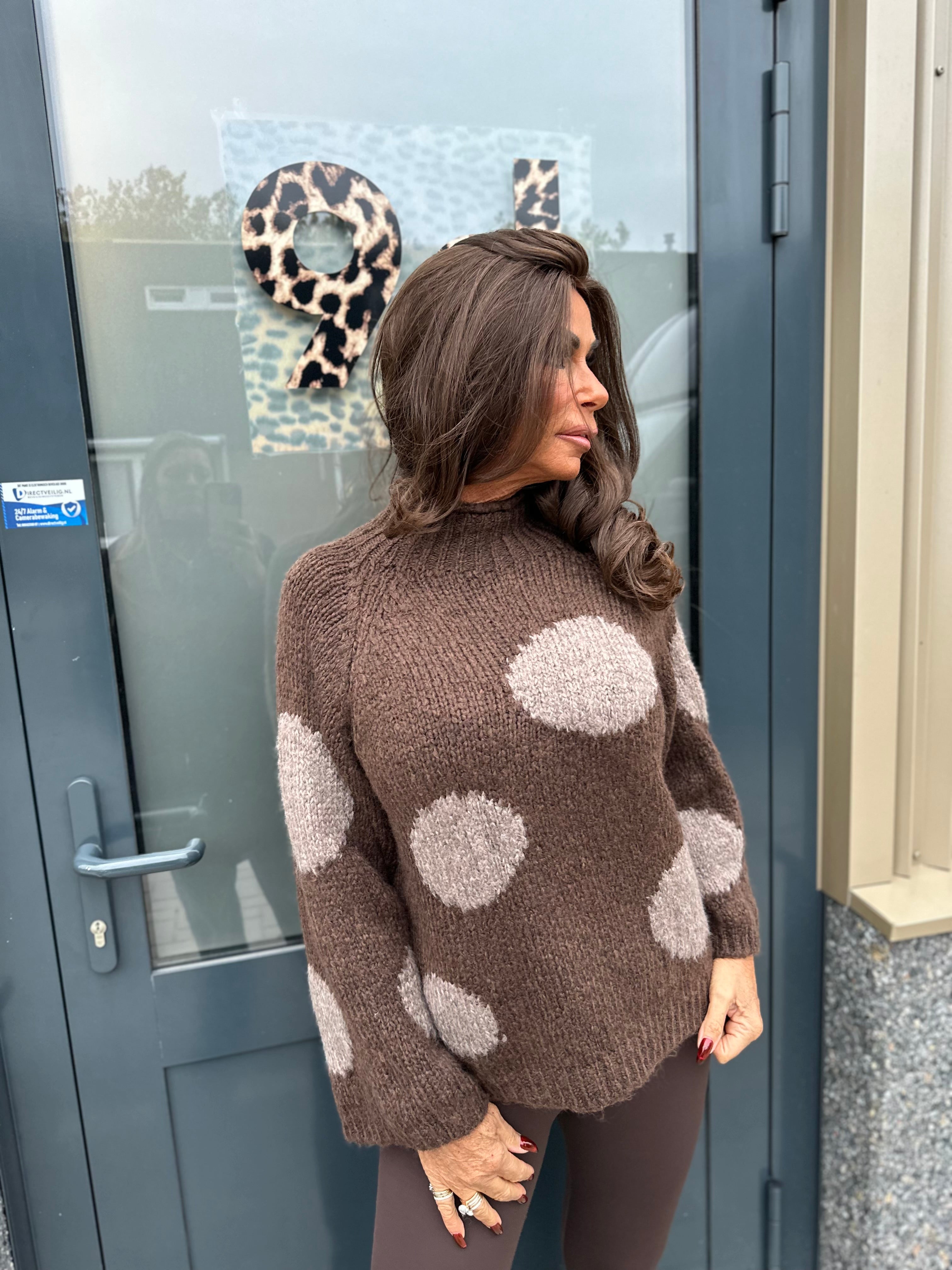 Gebreide trui Stippen "Knitted" donkerbruin