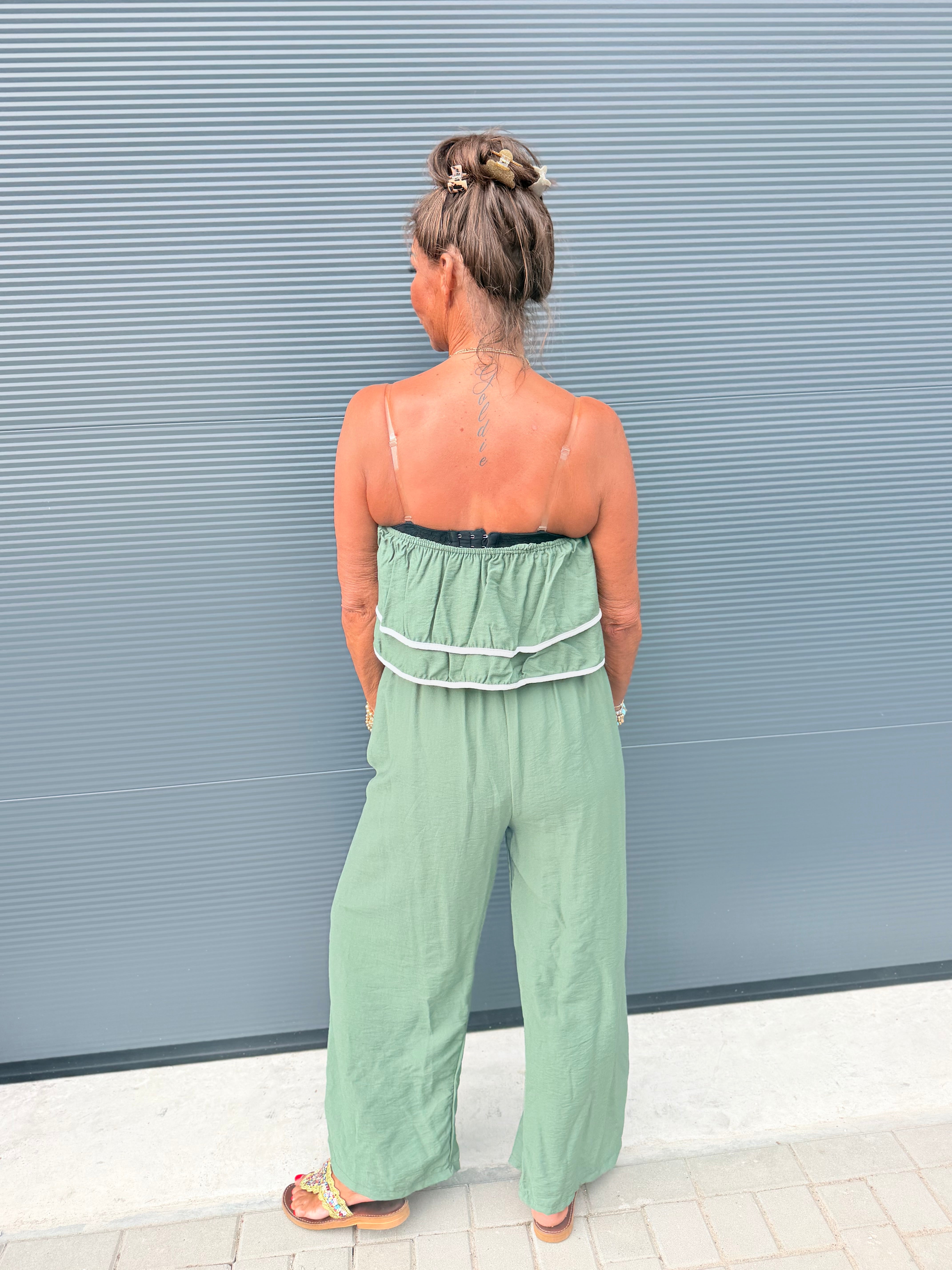 Strapless Jumpsuit "Venezuela" legergroen