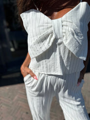 Jumpsuit "Bow" Wit gestreept