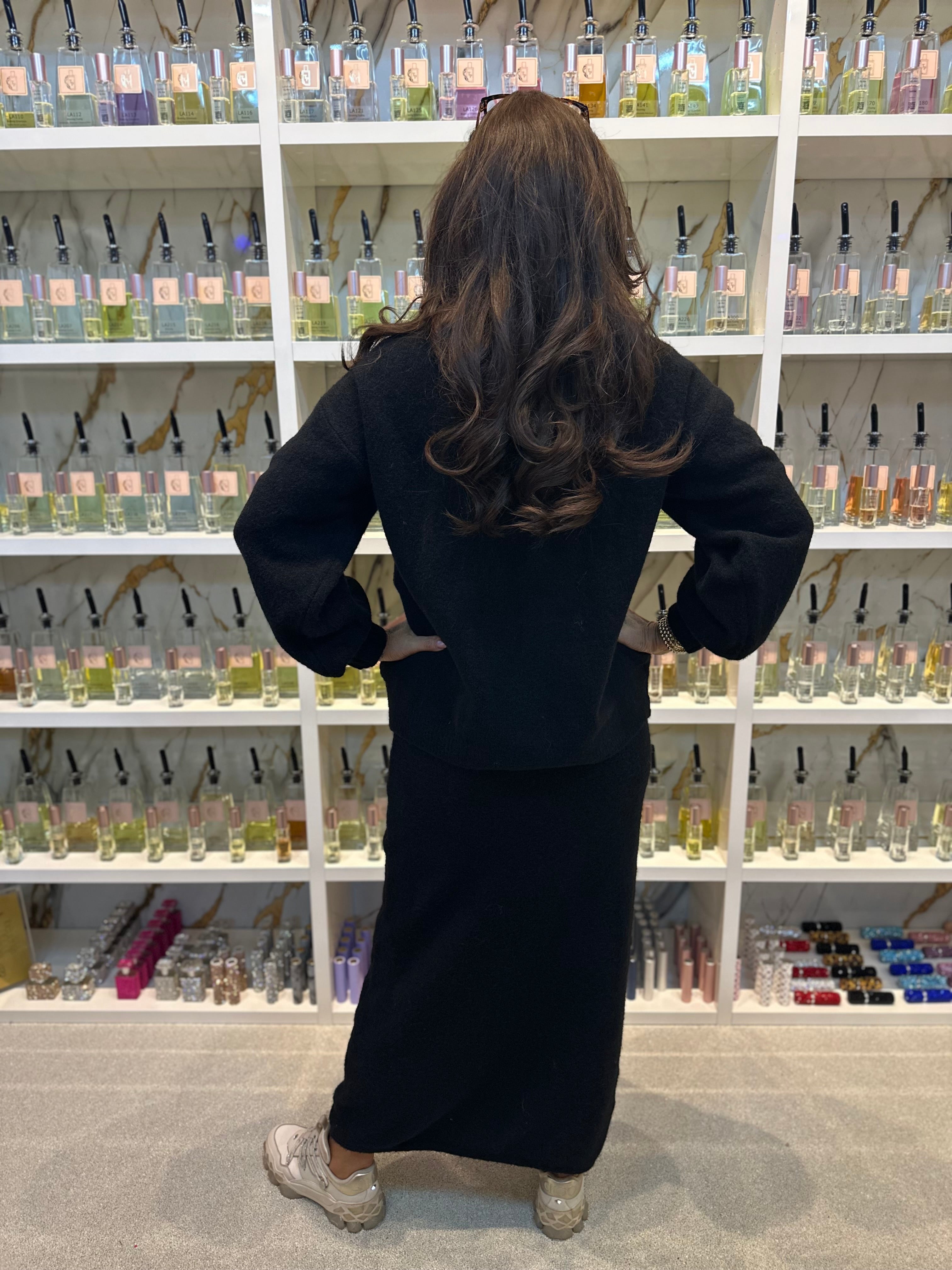 2 delig set lange rok “Snow” zwart