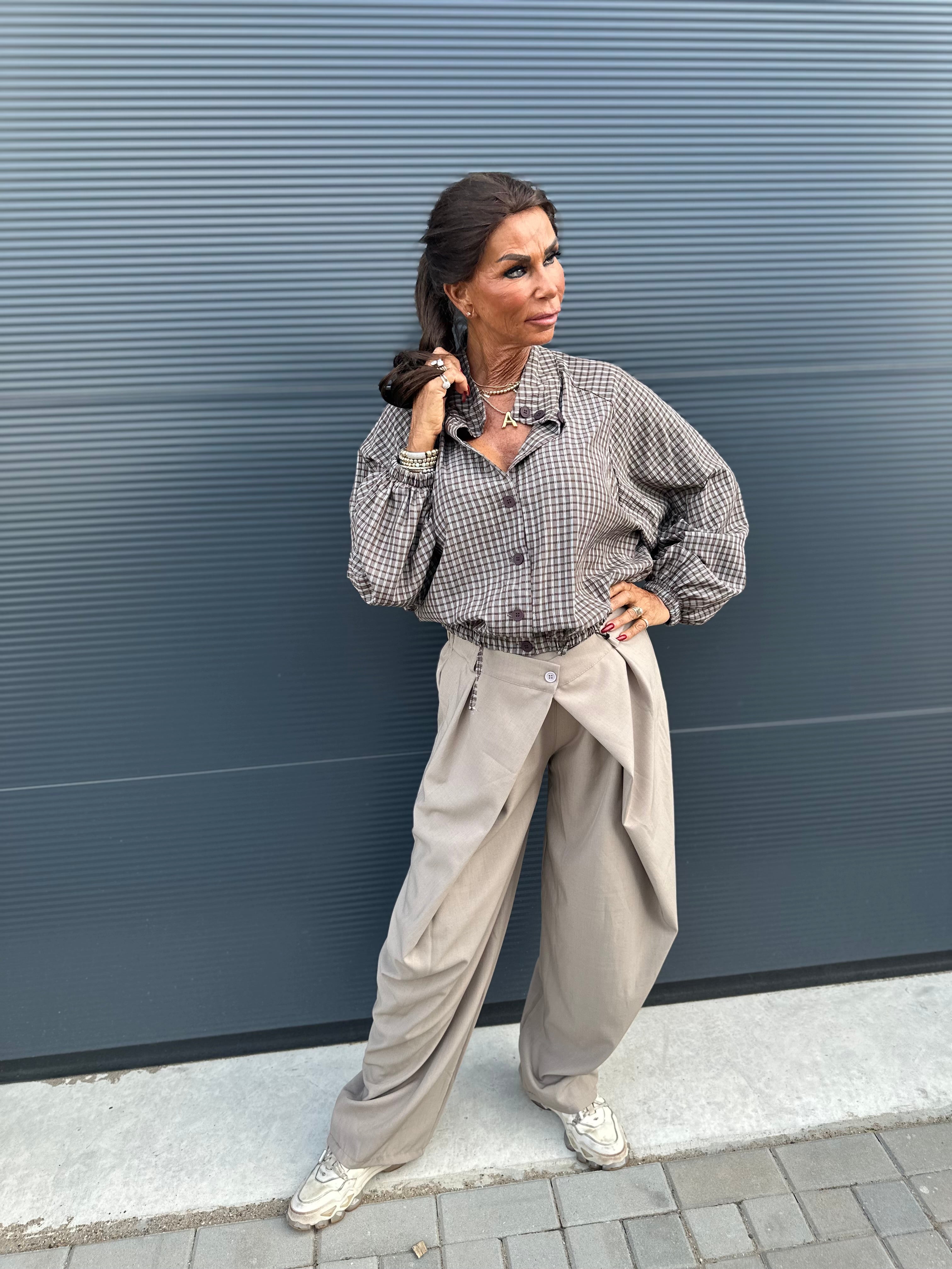 Plooien Pantalon ballon wide taupe