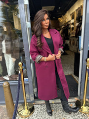 Lange Jas "Oktober" Bordeaux/panter