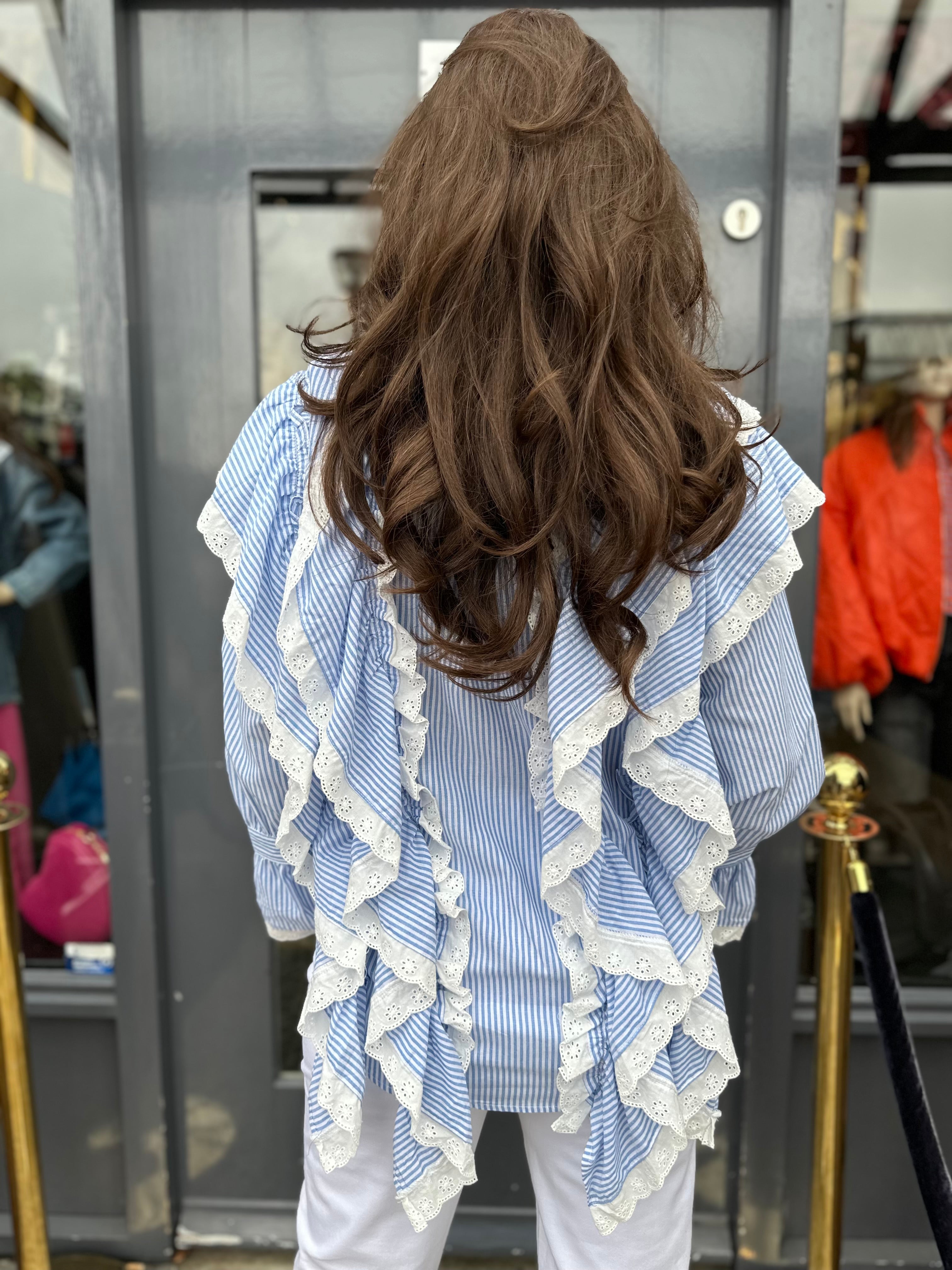 Blouse "Adriaan" blauw wit