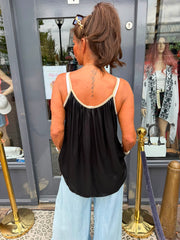 Top "golden stone" Zwart