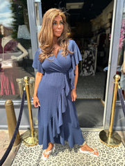 Wikkel jurk “Verona" Donkerblauw