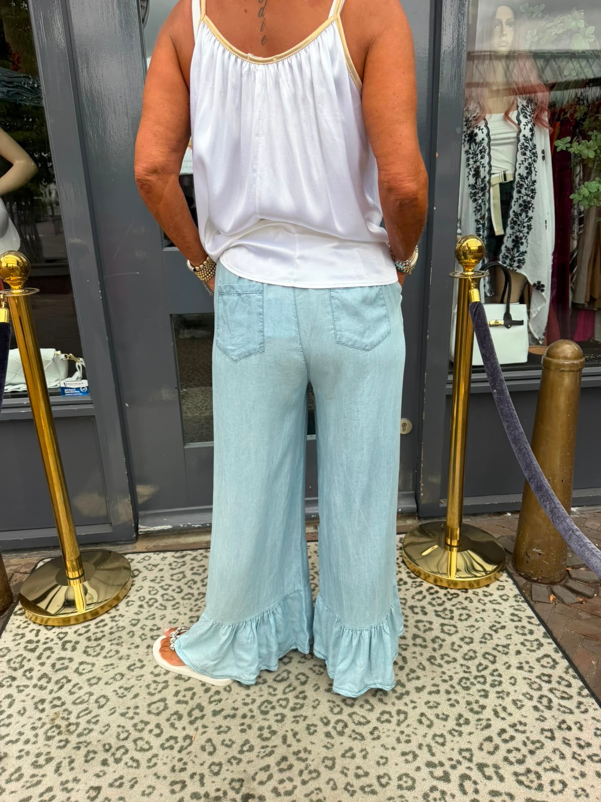Tencill broek "Ruche" denim blue