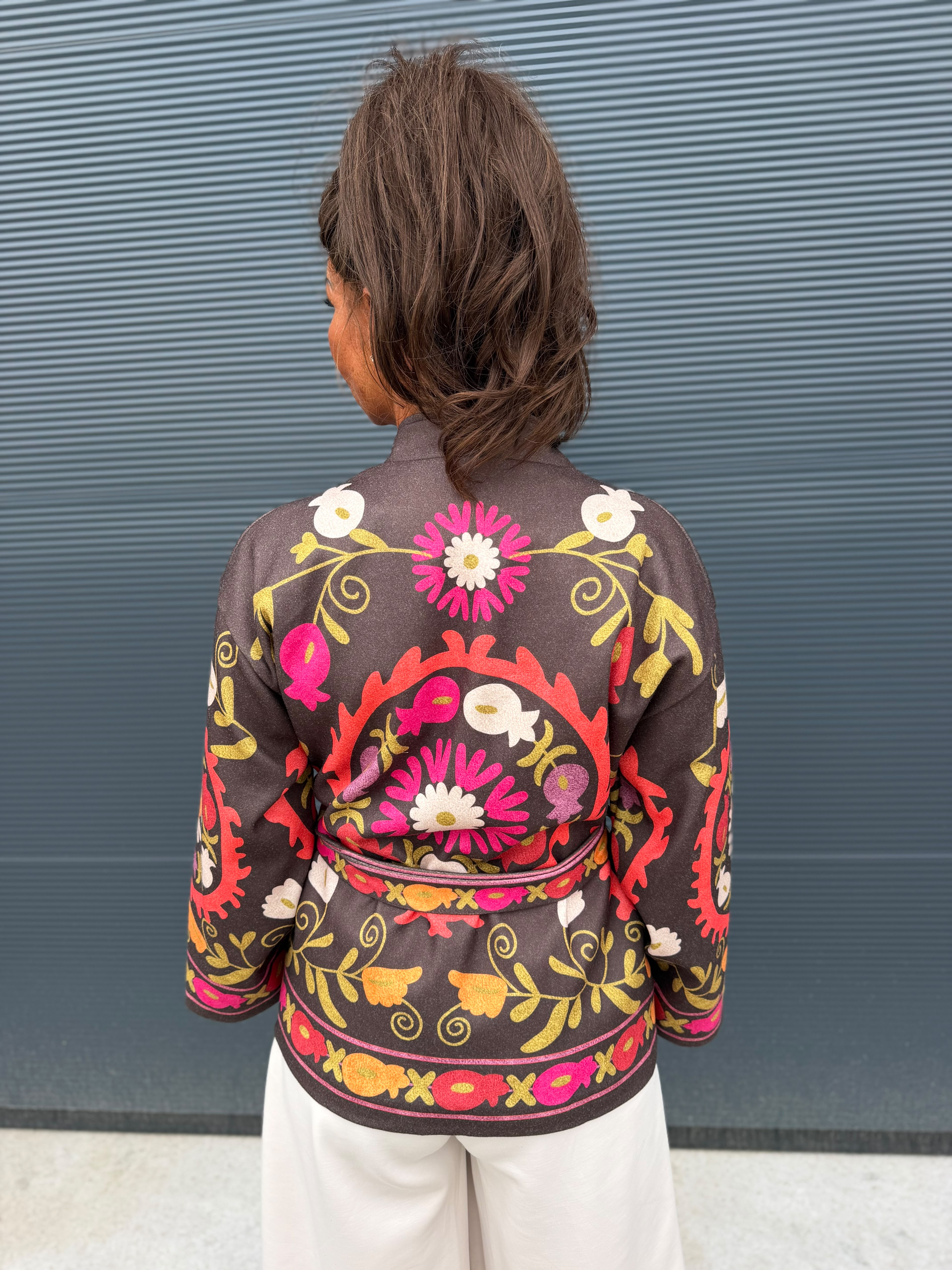 Kimono /jasje "Coby" print Bruin