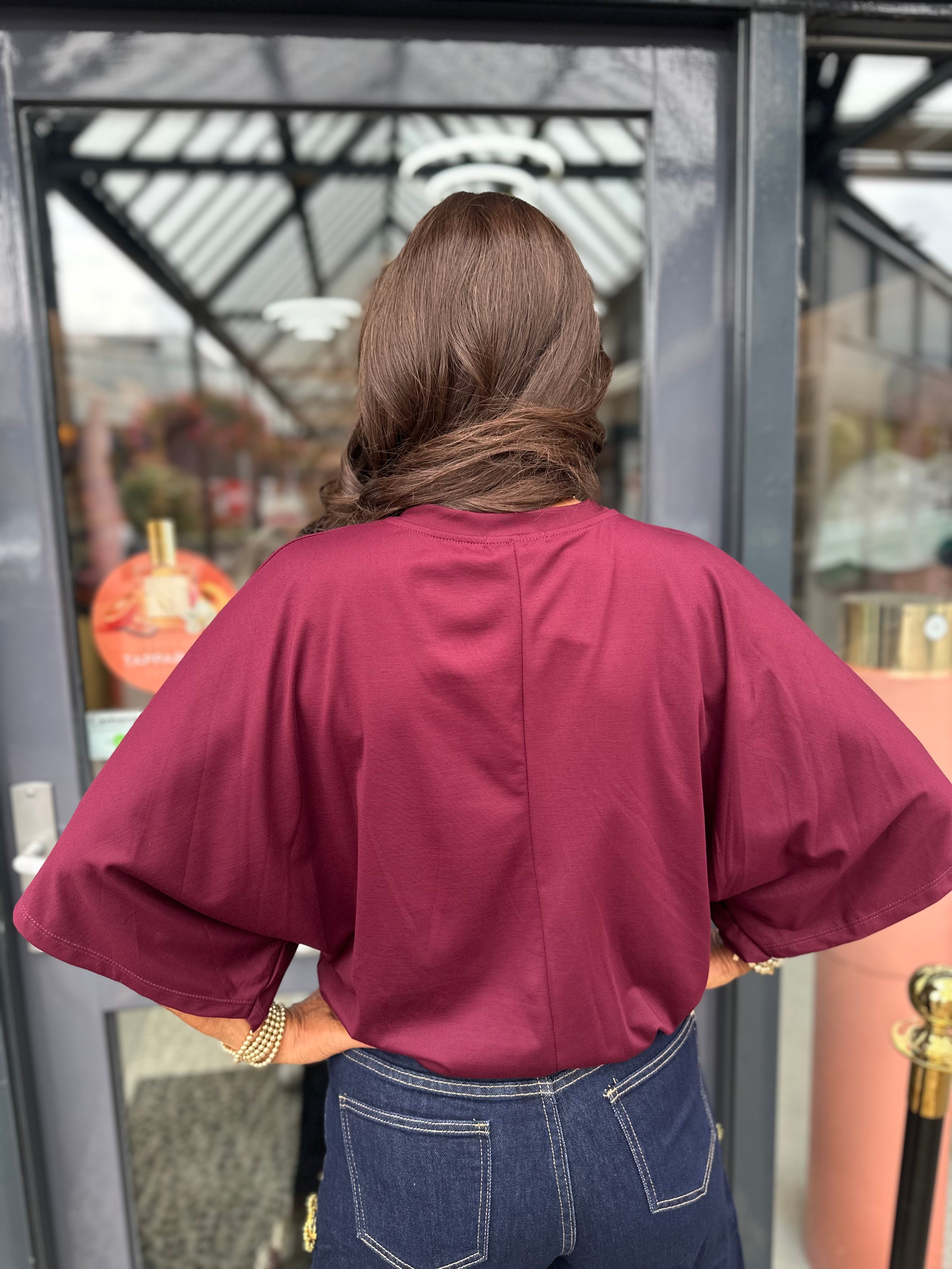 Top "Wide" vleermuismouw bordeaux
