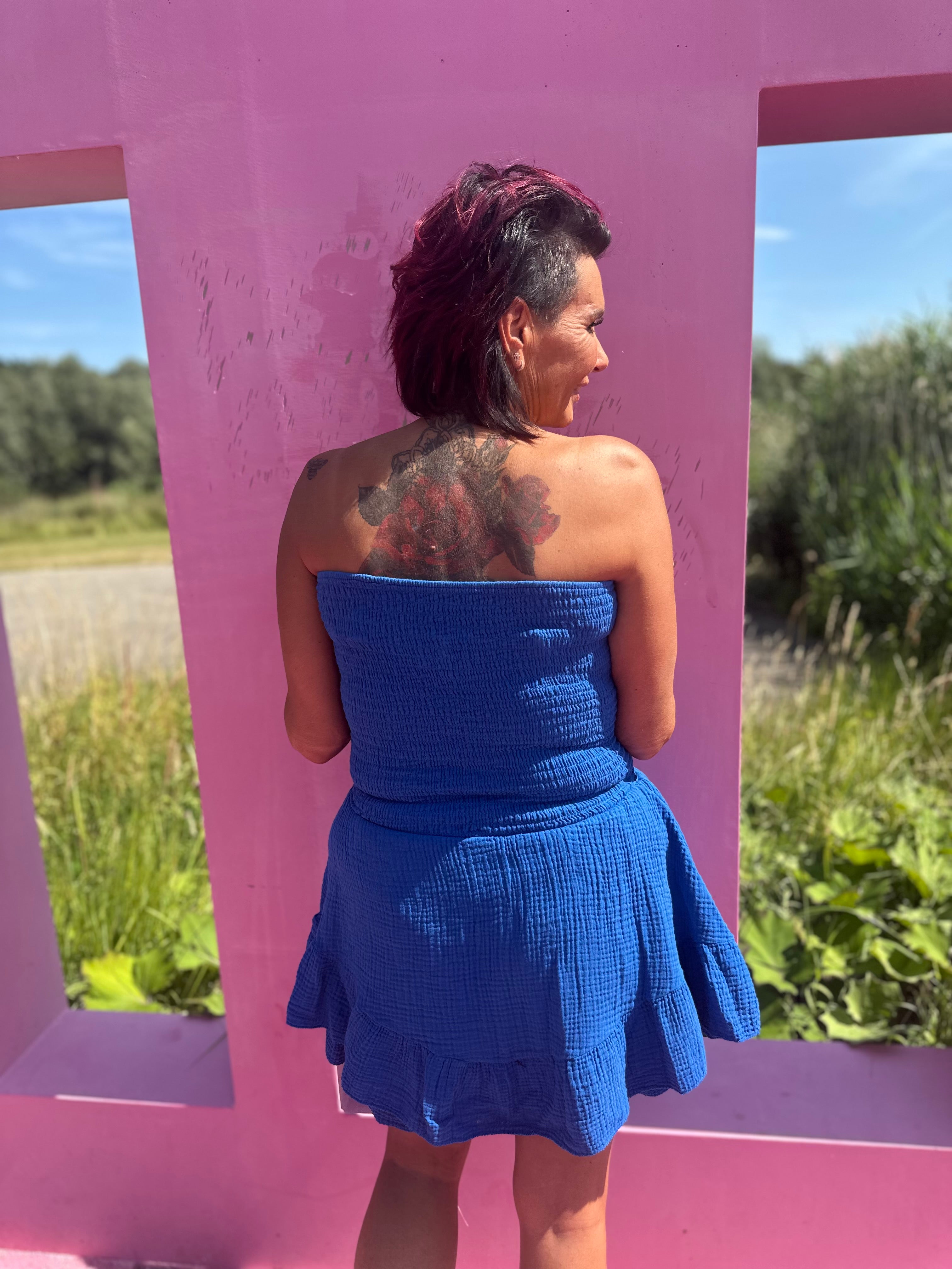 Playsuit kort "hydrofiel" kobaltblauw