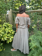 2 delig set lange rok en top "Lina" taupe