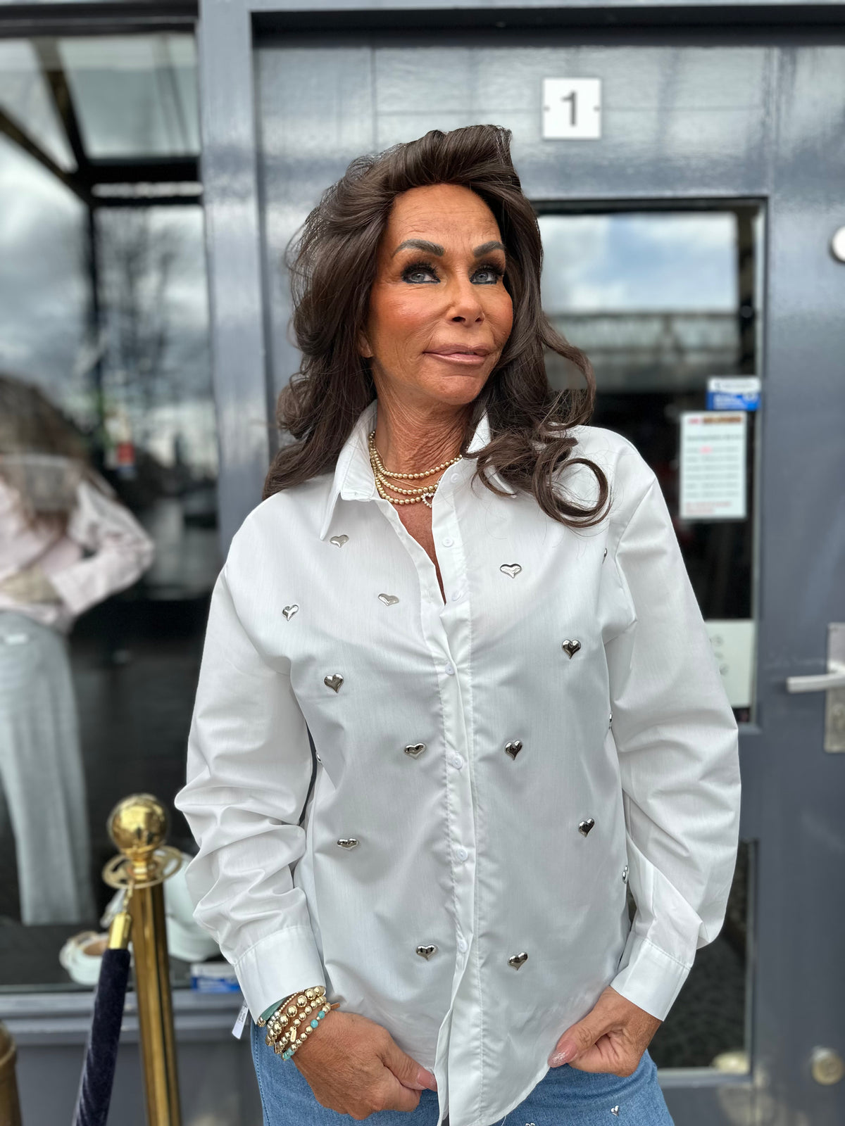 Blouse "Hartjes" wit.