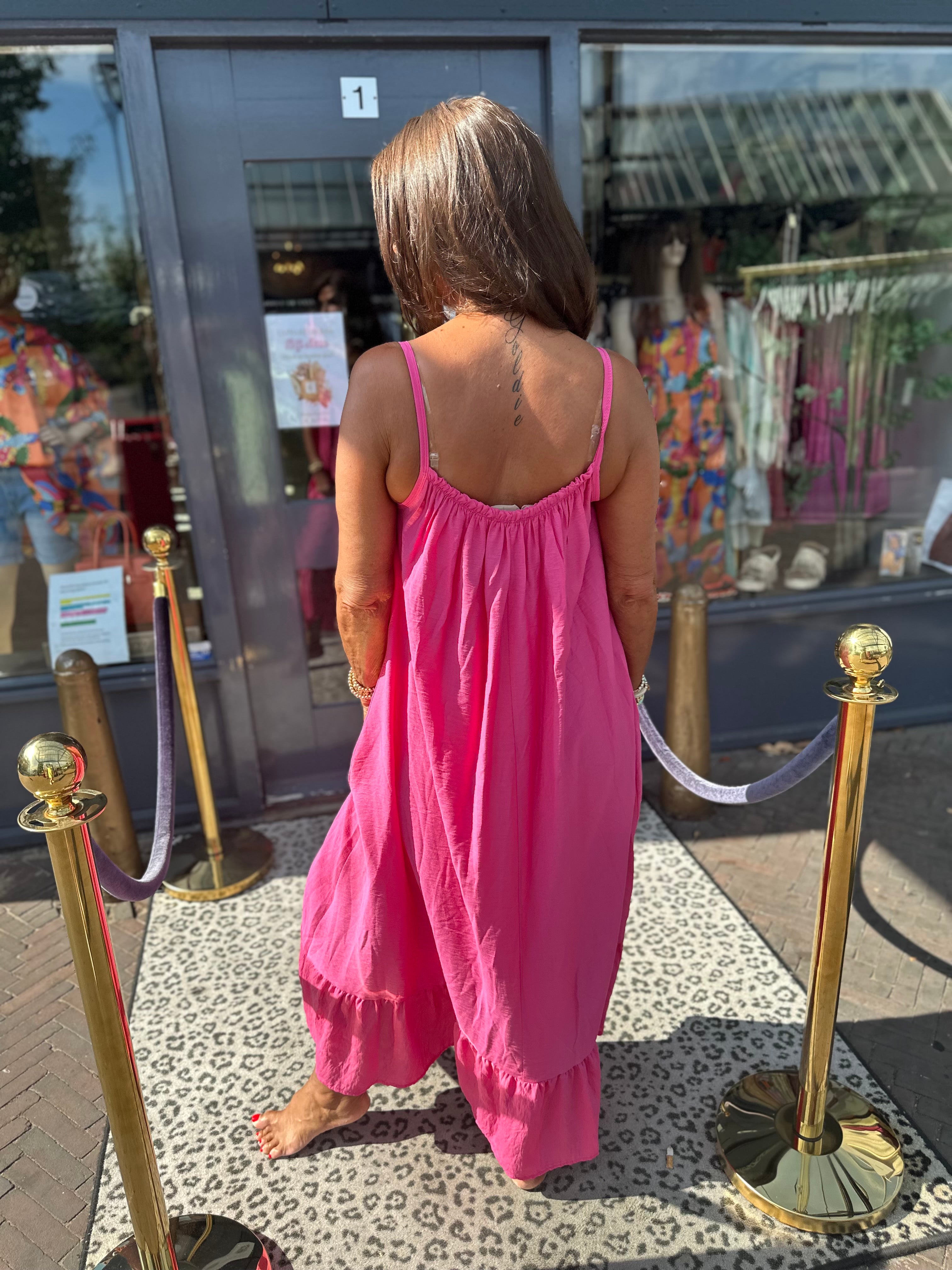 Lange Viscose jurk "Emily" fuchsia