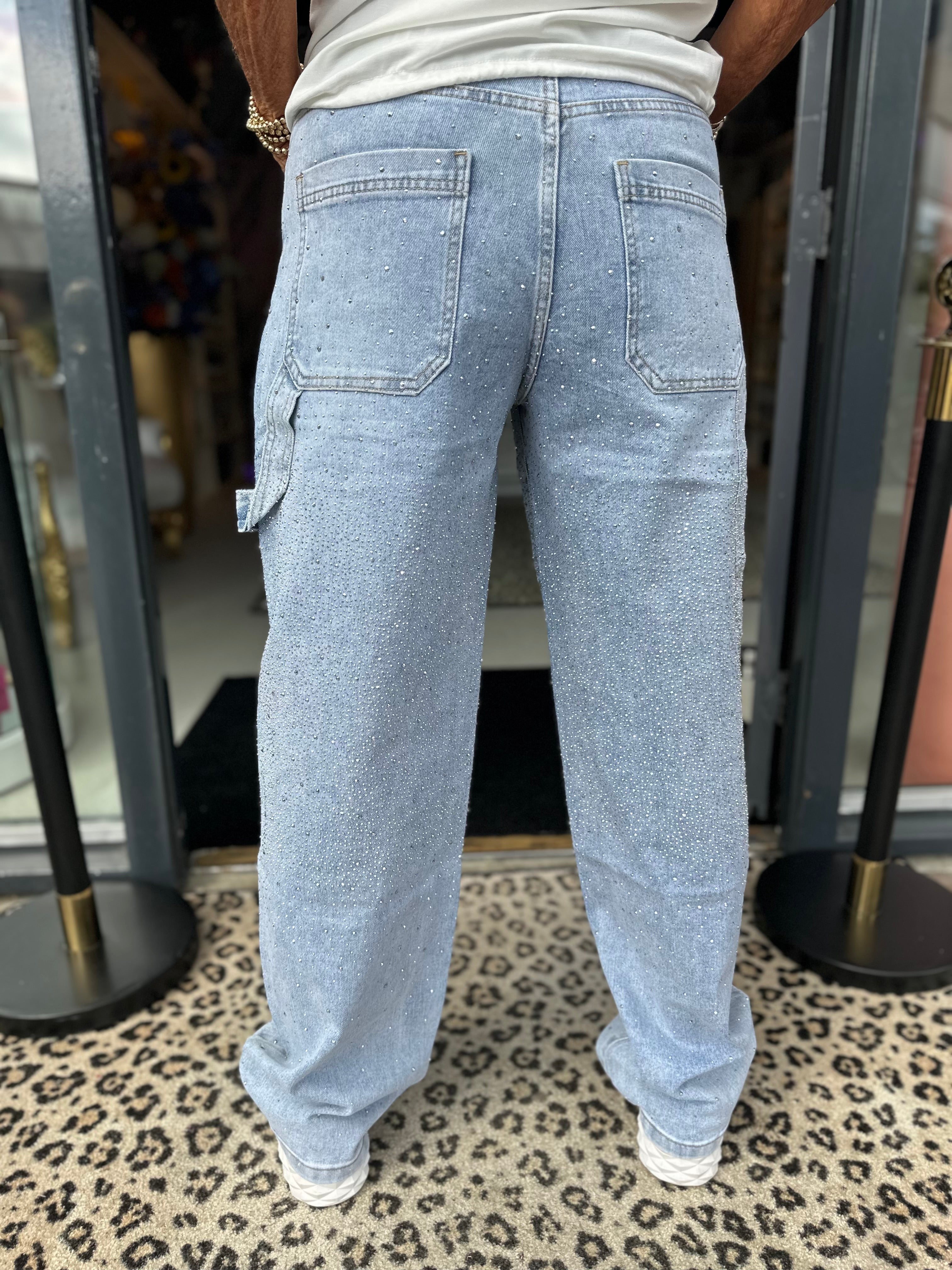 “Ballon" jeans blauw met bling