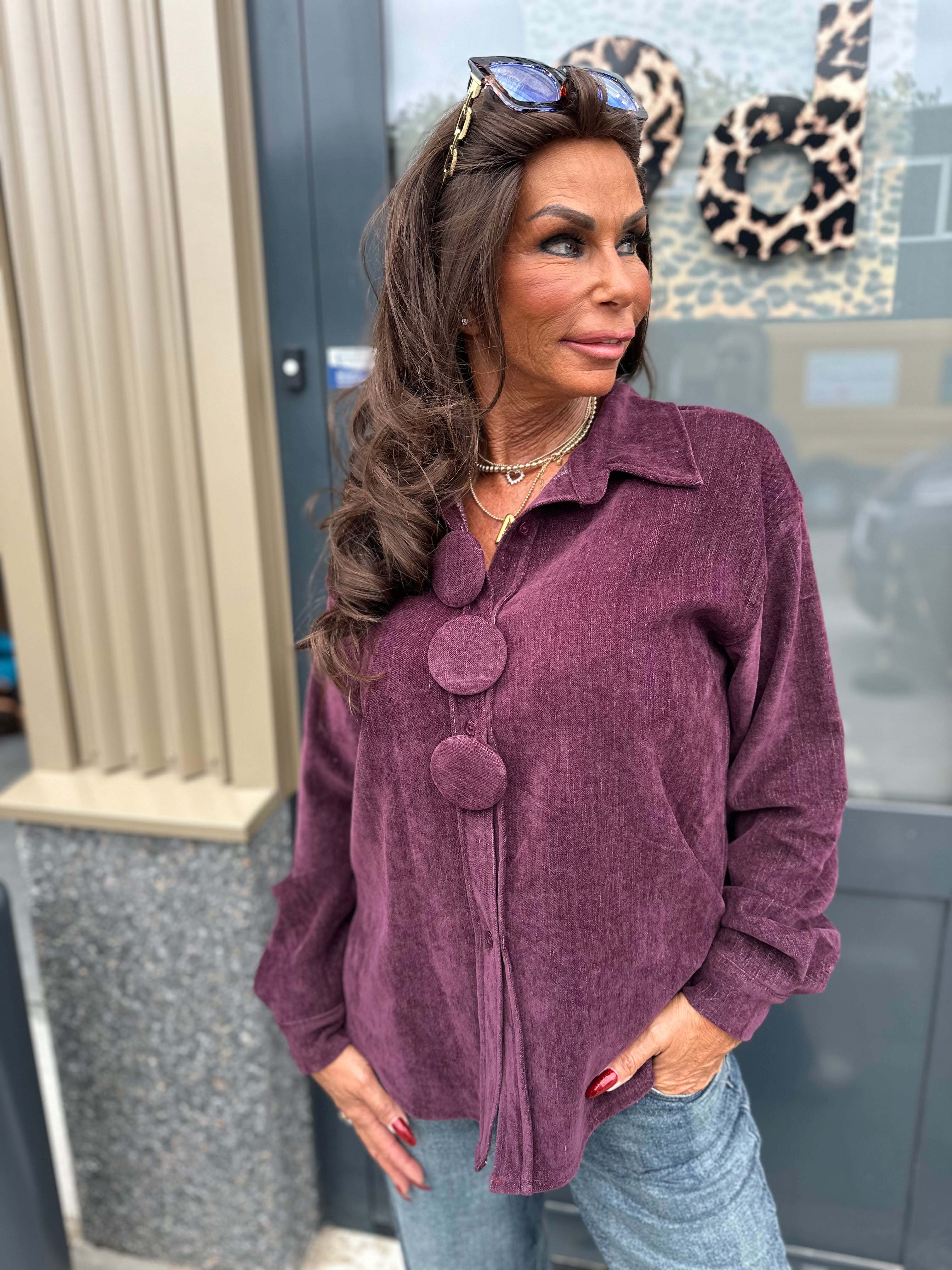 Blouse "big button" aubergine