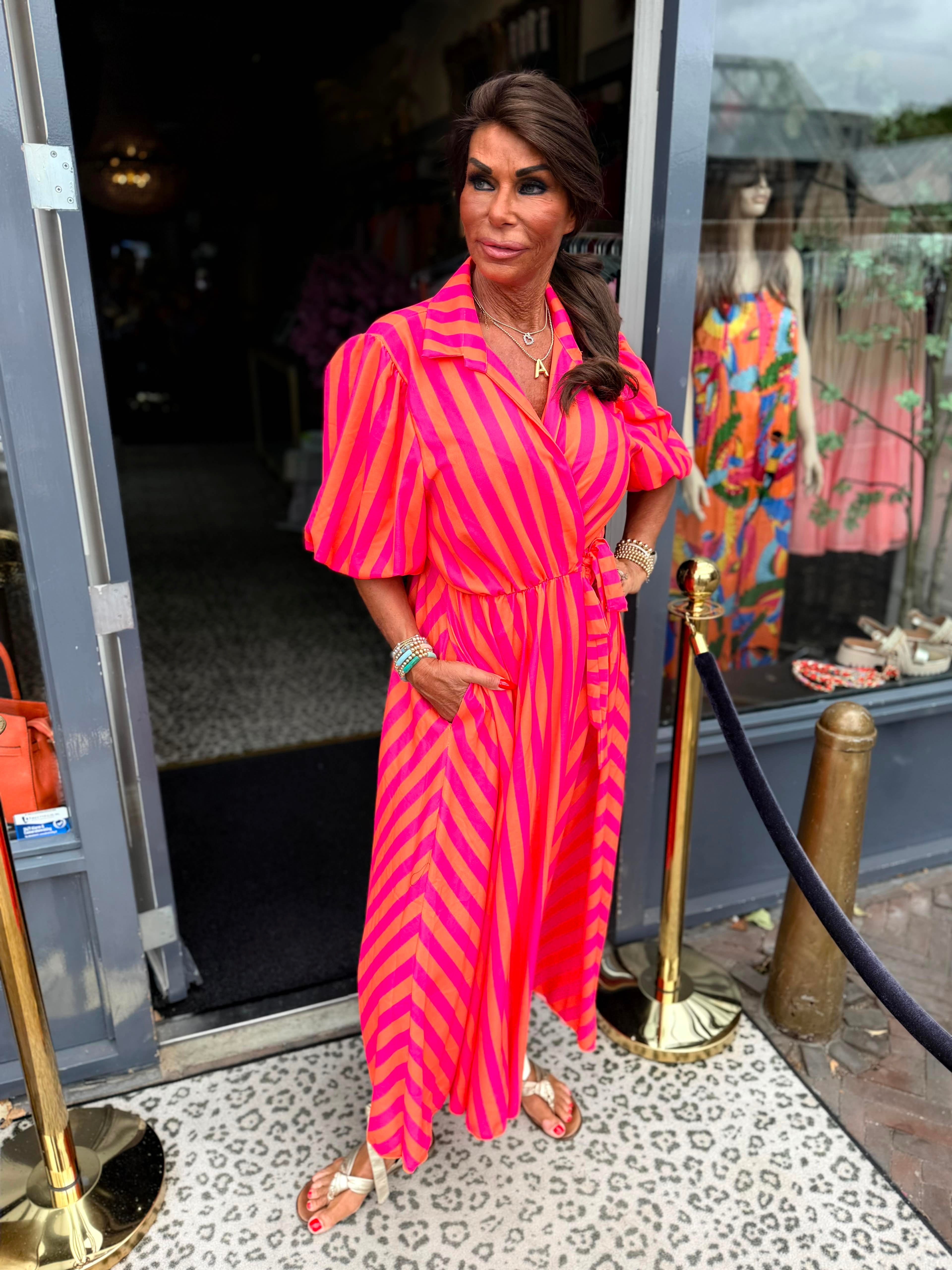 Jurk "streepjurk Hola" Roze/oranje