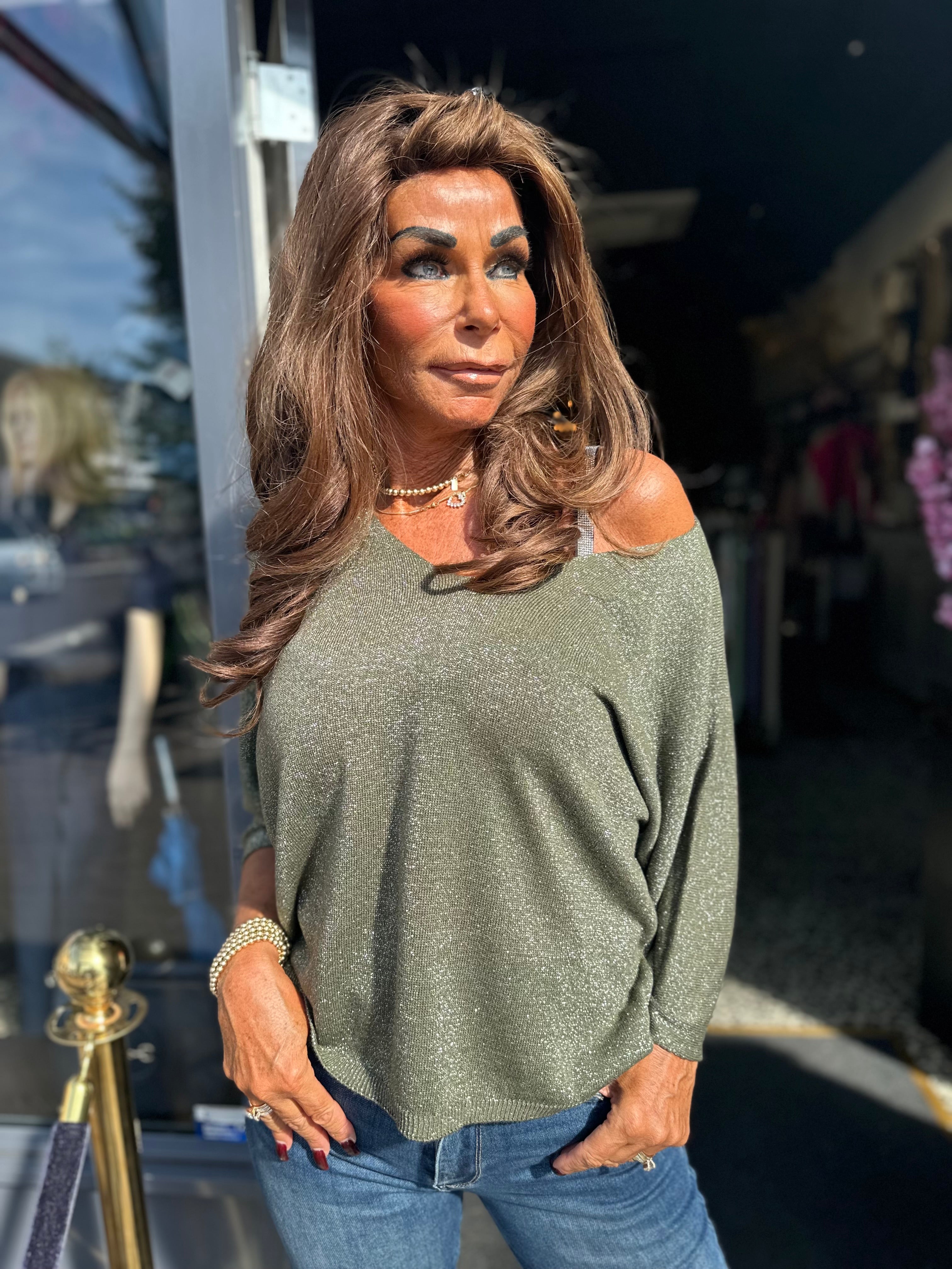 Top lurex "Mila" legergroen