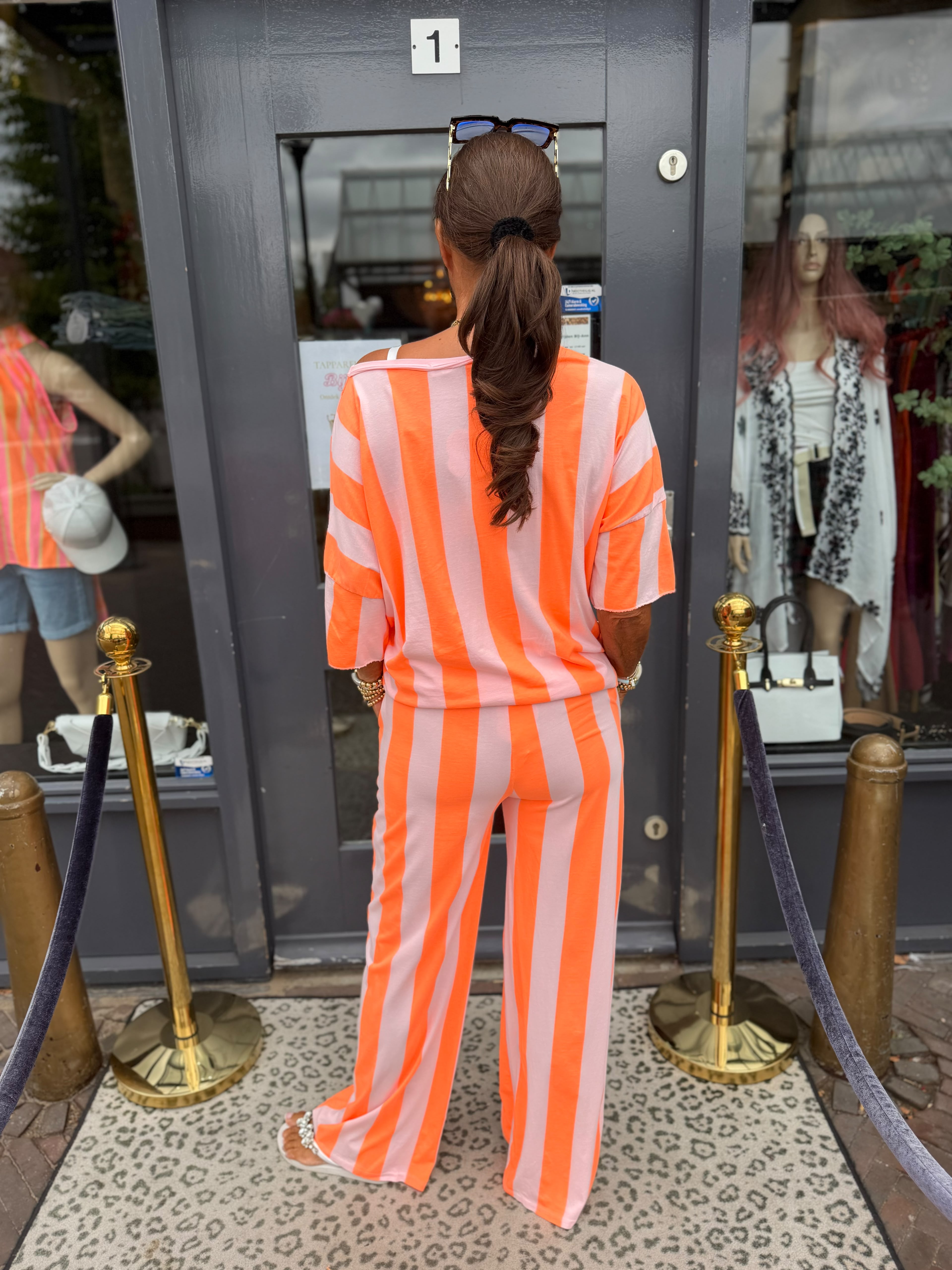 2 delig set "Soleil" Zalm/Oranje