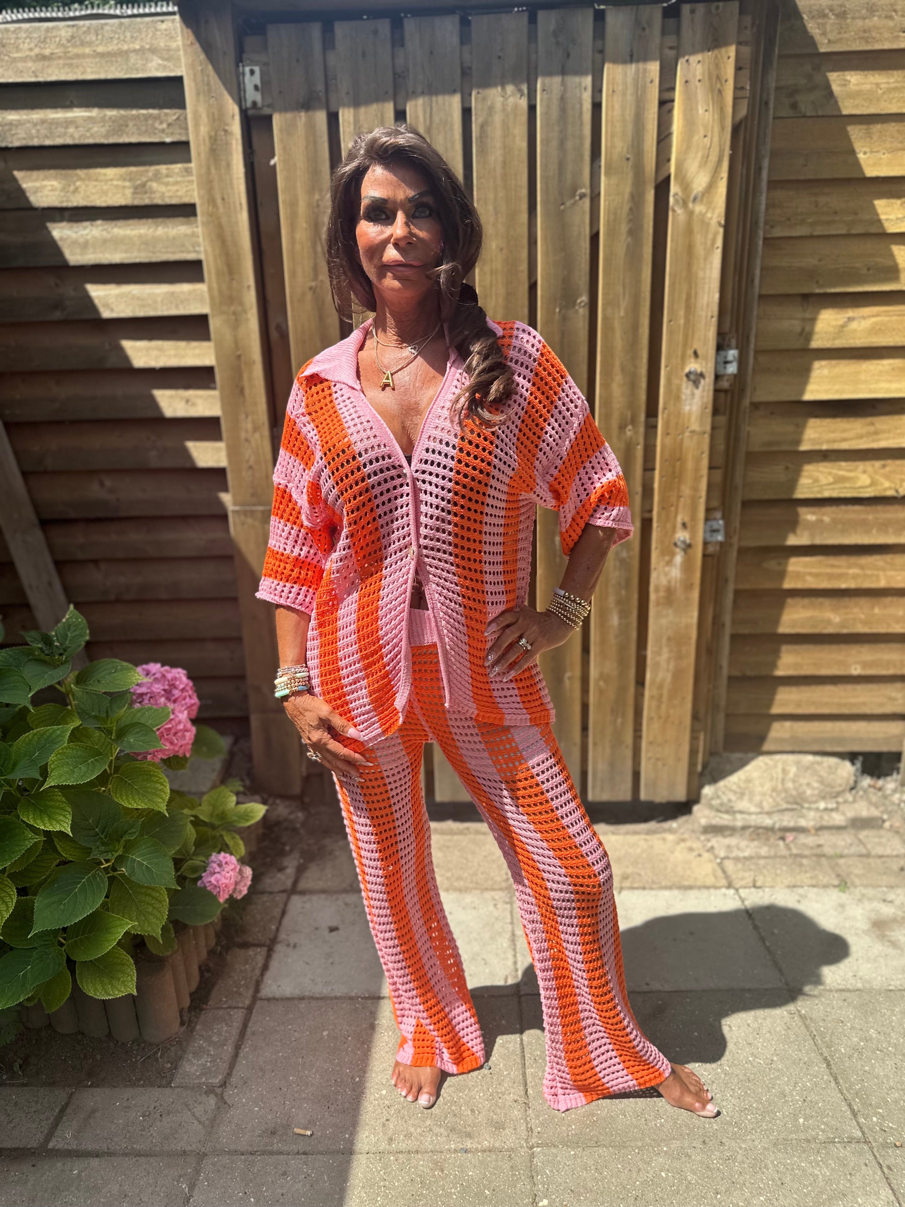 2 delig set "Nola" Oranje/Roze