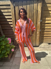2 delig set "Nola" Oranje/Roze