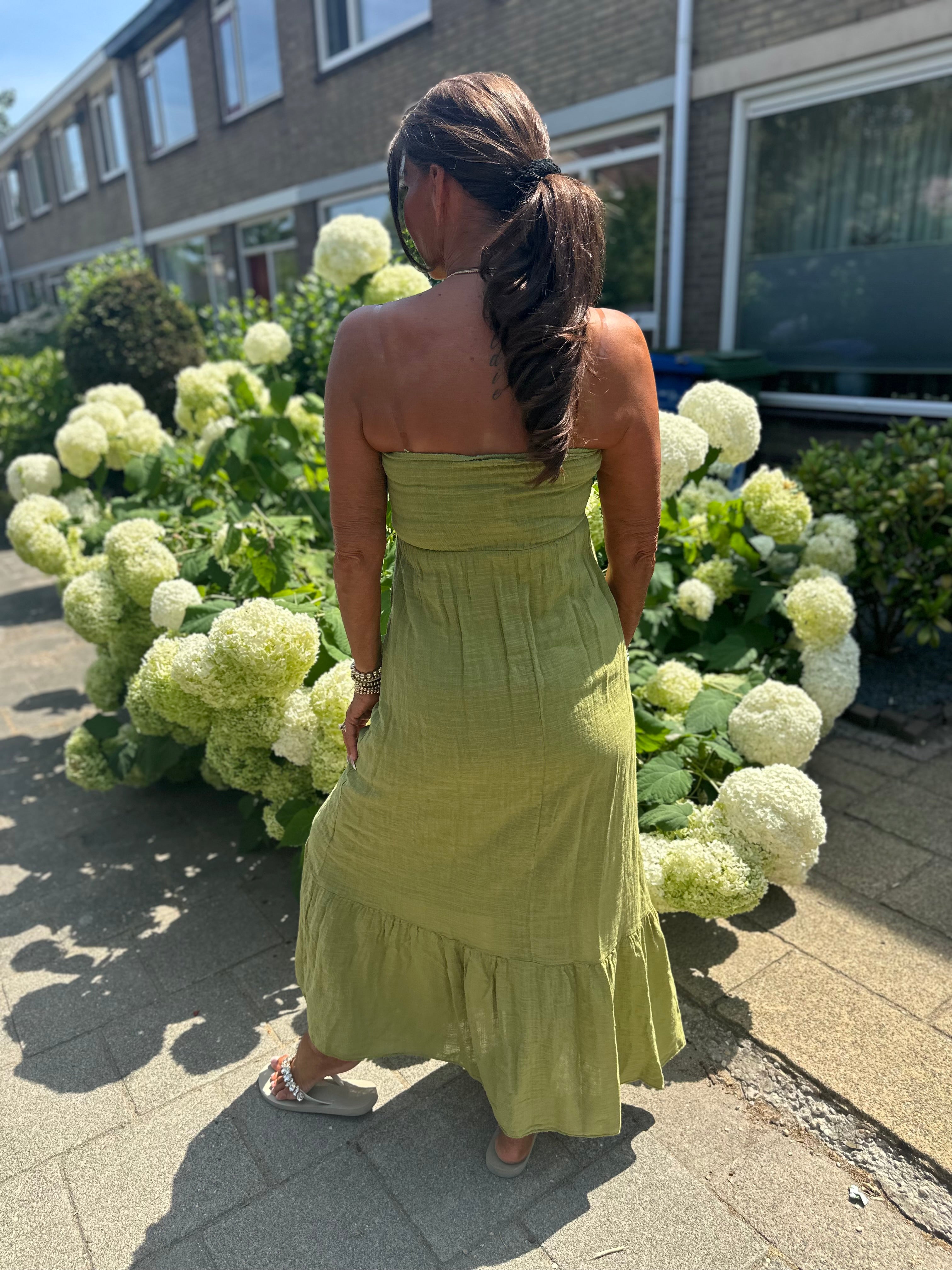 Strapless strikjurk "Bodine" limegroen