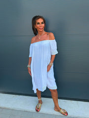Off-shoulder jurkje “Viscose” wit