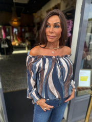 Off shoulder Blouse "coup de foudre" blauw