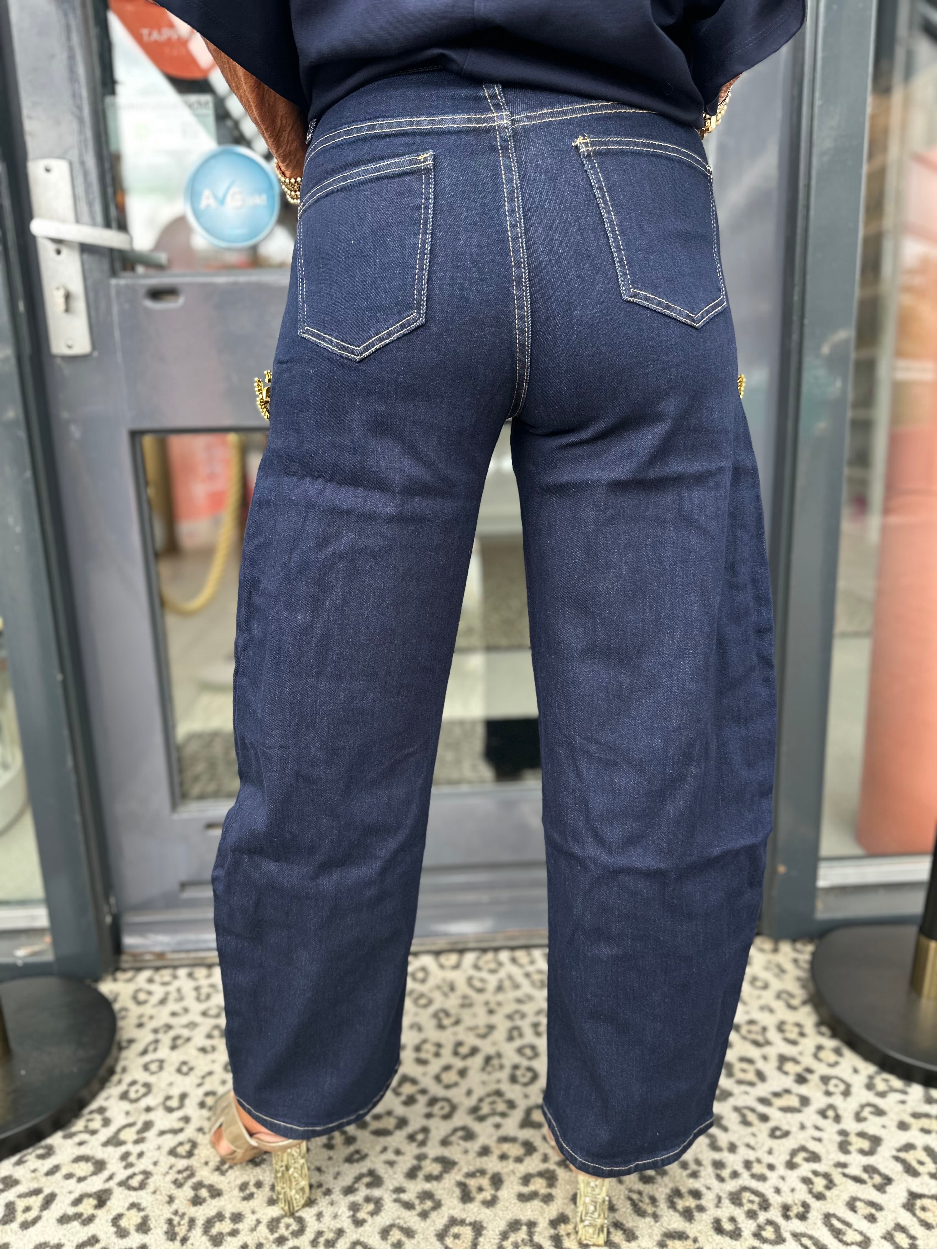 Jeans “Broche" donker denim