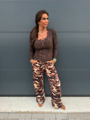 Comfy broek “leger” bruin