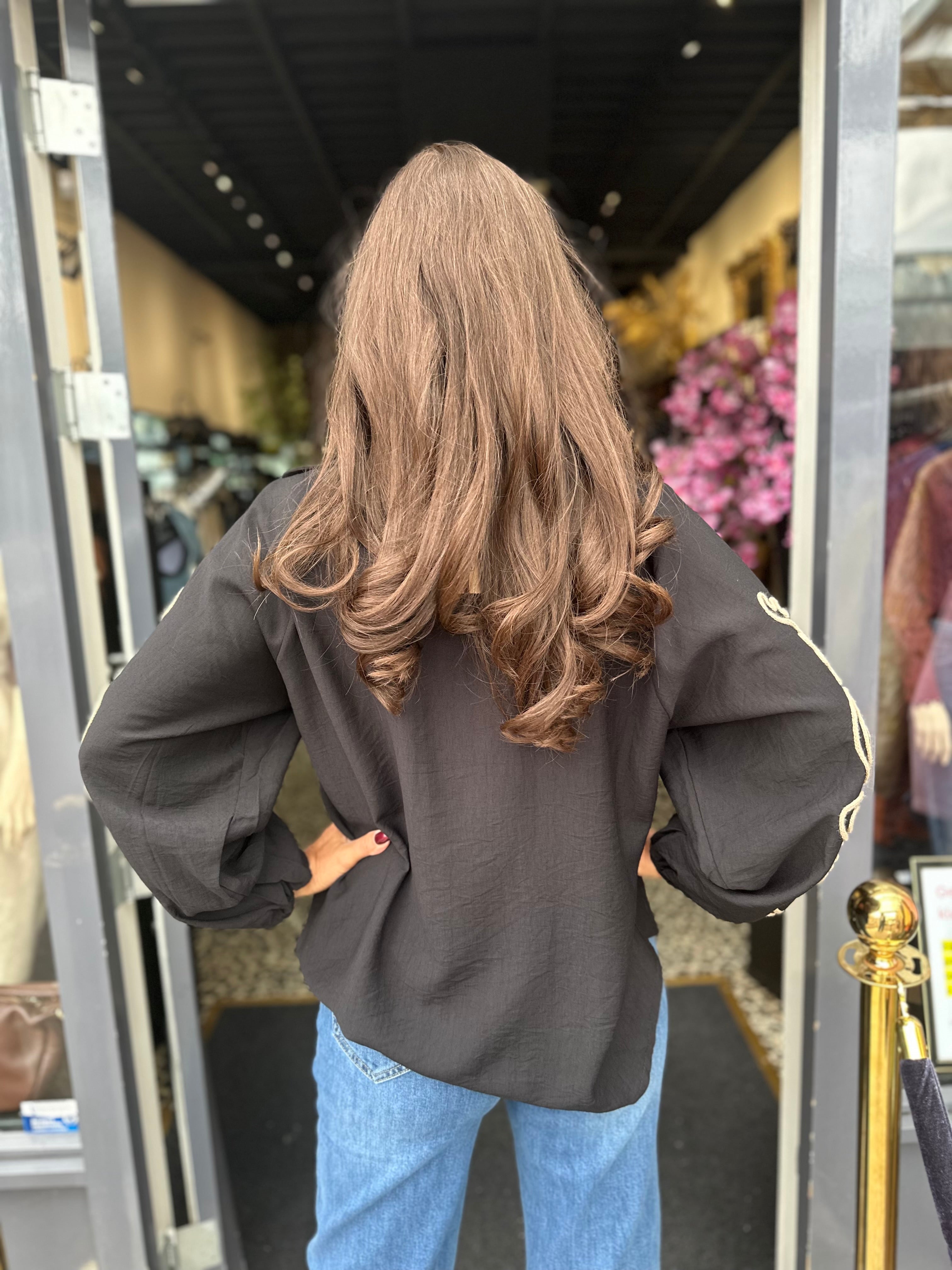 Blouse "Broderie" zwart
